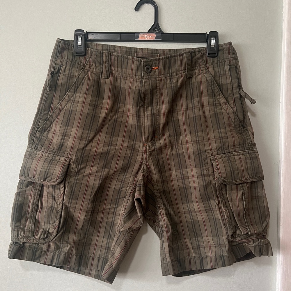 L.L. Bean Cargo Short Plaid Green Men 34W